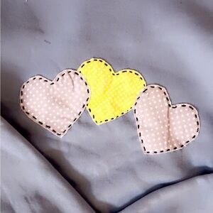 Heart Patterned Fabric with Yellow and Purple Hearts